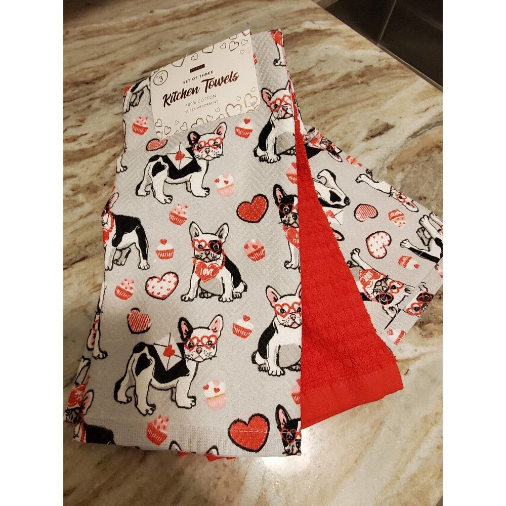 French Bulldog Kitchen Towels Set Of Three